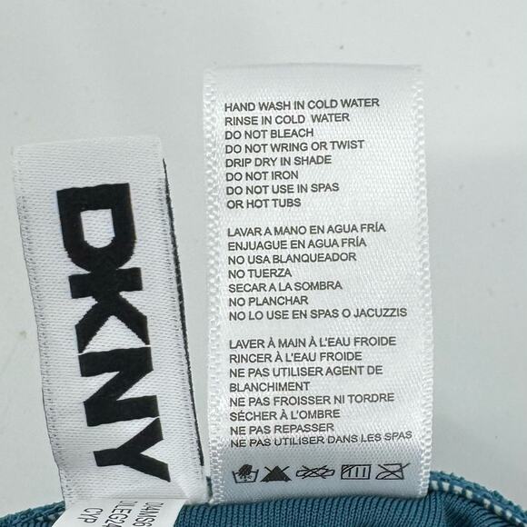 DKNY Ruffled One-Piece Tummy Control Swimsuit Teal XS - Picture 8 of 9